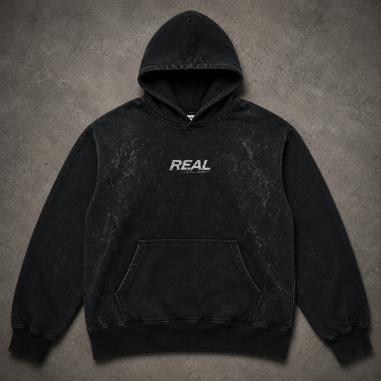 Envied Worldwide zip hoodie — washed black with red gothic ENVIED print, worldwide arc on the back